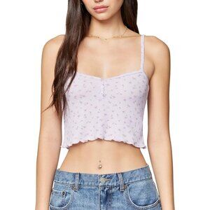 Florence by Mills Micro Thermal Crop Cami Top Purple Floral, Size Large New